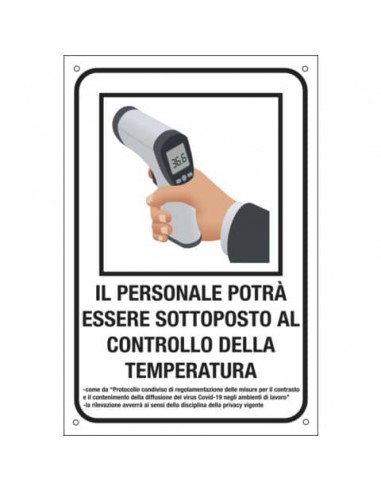 Cartello informativo 20x30 cm Cartelli Segnalatori ''Controllo temperatura del personale'' - E35348