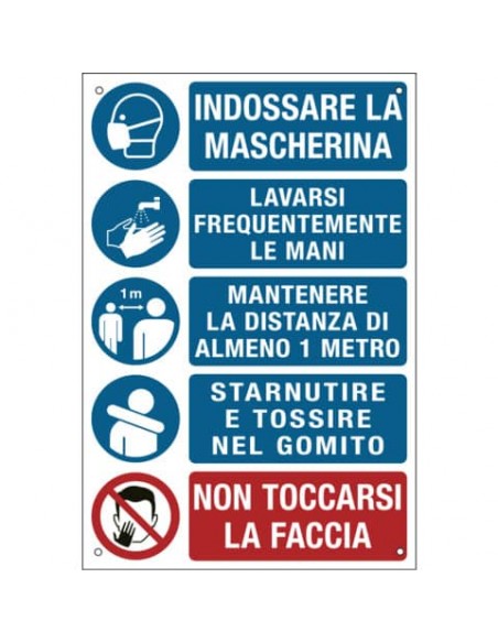Cartello informativo 20x30 cm Cartelli Segnalatori ''Prescrizioni per i lavoratori per prevenire il contagio'' -