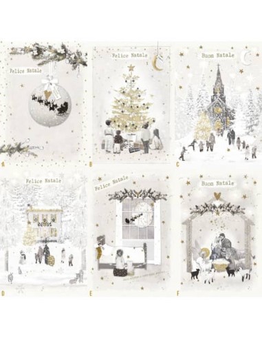 Biglietti augurali Natalizi ''Buon/Felice Natale'' 12x18 cm - conf.6 pezzi Biembi B4P232C61