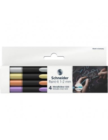 Astuccio pennarelli Metallic Liner - Schneider assortiti conf. 4 pezzi  P700295