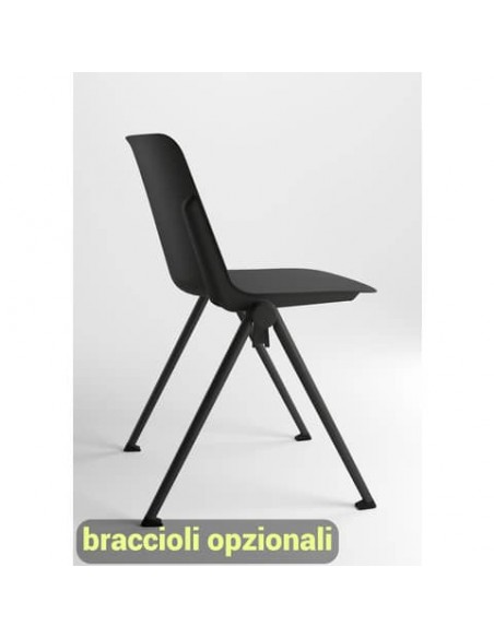 Sedia visitatore in PPL 4 gambe Plus Unisit nero PLVP/NE
