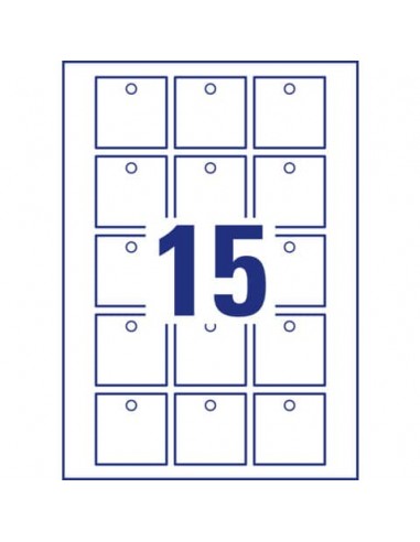 Cartellini quadrati micro-perforati Avery in cartoncino da 220 g in conf. 150 pz 50x50 mm - T2003-10