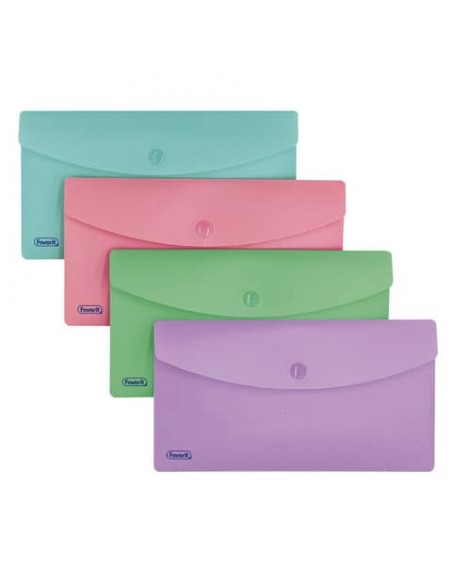 Buste con bottone formato DL Favorit Pastel colori assortiti in conf. da 5 400151719