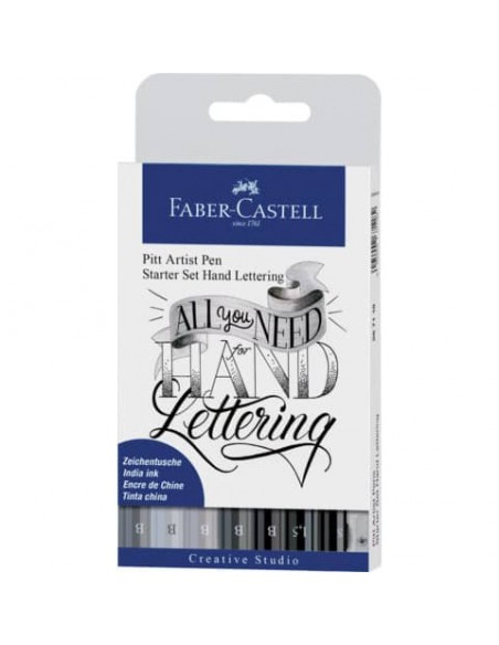 Penna inchiostro pigmentato Faber Castell Pitt Artist conf. 9 pezzi Faber-Castell Lettering starter set -