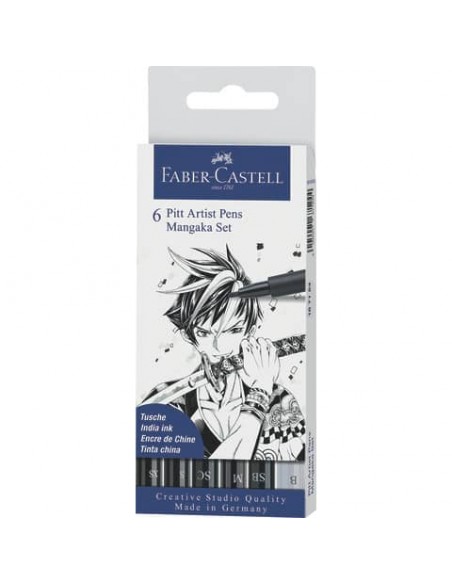 Penna inchiostro pigmentato Faber Castell Pitt Artist conf. 6 pezzi - Manga set - 167124