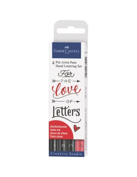 Penna inchiostro pigmentato Faber Castell Pitt Artist conf. 4 pezzi - hand lettering - 267115