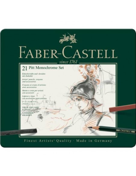 Set metallo Faber Castell Monochrome belle arti medium conf. 21 elementi - 112976