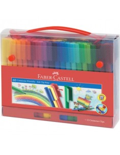 Valigetta in metallo Faber Castell con pennarelli Connector Pens conf. 60 pezzi - 155560