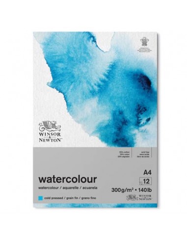 Blocco collato di carta per acquerello Winsor&Newton formato A4 300 gr - 12 fogli - 6667006
