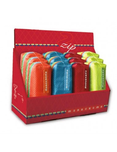 Espositore 12 astucci a 2 zip Pigna Monocromo colori assortiti - 0231181