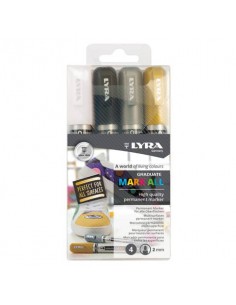 Marcatori a tempera multisuperficie Lyra Graduate Mark All in conf. da 4 colori assortiti - L6821040