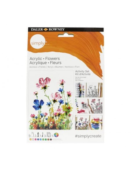 Set activity pittura con colori acrilici Daler Rowney Simply fiori D126500112