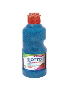 Tempera pronta Giotto glitter in flacone 250 ml ciano glitterato - F53120400