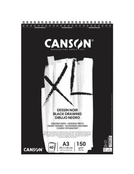 Blocco spiralato Canson Black XL nero 150 g/m² 40 fogli A3 C400039087
