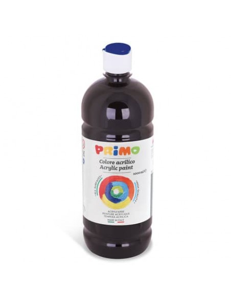Colore acrilico Primo in bottiglia con tappo dosatore 1000 ml - 800 nero 404TA1000800