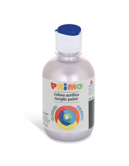 Colore acrilico Primo in bottiglia con tappo dosatore 300 ml - 910 argento 400TA300910