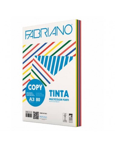 Carta Fabriano Copy Tinta Colorcart 5 colori forti 100 ff - formato A3 - 160 g - 62416042