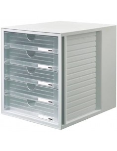 Cassettiera a 5 cassetti per carta (DIN A4/C4) Han L.275xH.320xP.330 mm grigio chiaro lucida - 1450-63