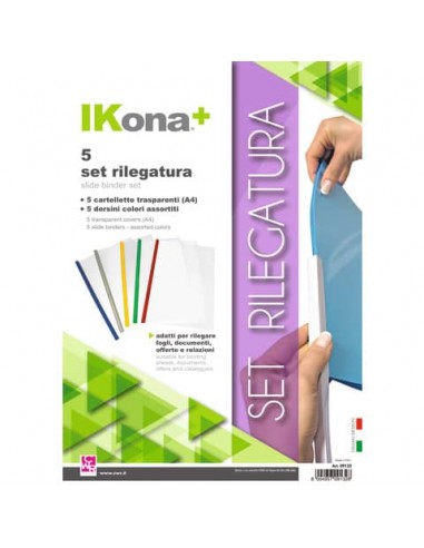 Set rilegatura dorsi e copertine IKona+ in PVC - conf. 5 dorsini + 5 copertine A4 - 09132