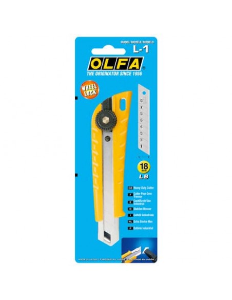 Cutter Olfa bloccalama a vite lama 18 mm acciaio inox - corpo in resina - colore giallo - L1
