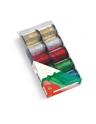 Nastro regalo Lebez Regalmente 10 mm x 10 m - iridescenti assortiti - conf. 10 rotoli - 4235-ASS