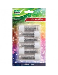 Porporina Lebez Dekor Line in tubetto 3 g - colore argento - conf. 6 pezzi - 5134-AG
