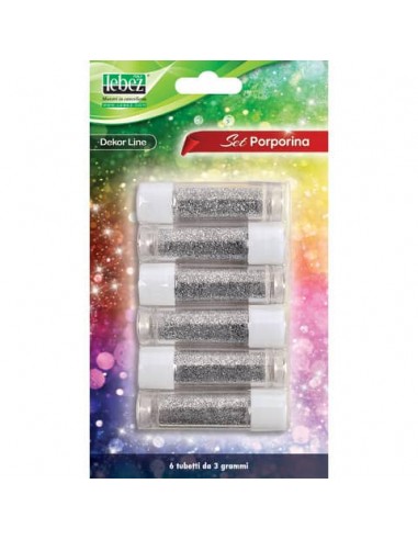 Porporina Lebez Dekor Line in tubetto 3 g - colore argento - conf. 6 pezzi - 5134-AG