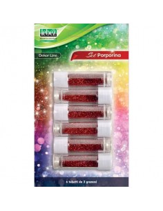 Porporina Lebez Dekor Line in tubetto 3 g - colore rosso - conf. 6 pezzi - 5134-R