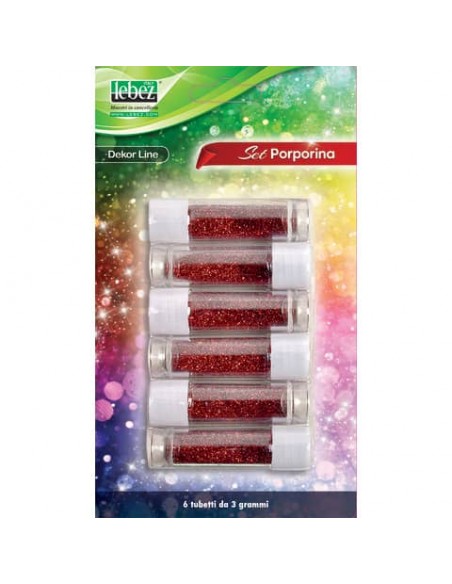 Porporina Lebez Dekor Line in tubetto 3 g - colore rosso - conf. 6 pezzi - 5134-R