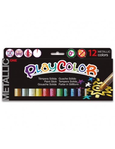 Playcolor tempera solida in stick 12 colori assortiti metallic -10 gr 10121
