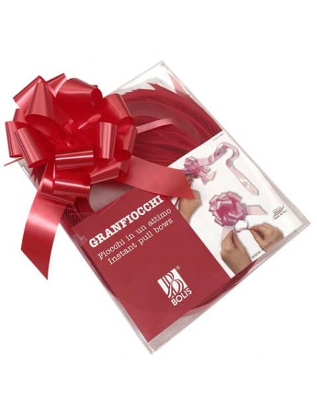 Fiocco nastro Bolis rosso - Ø 12 cm conf. 30 pz - 56013063030