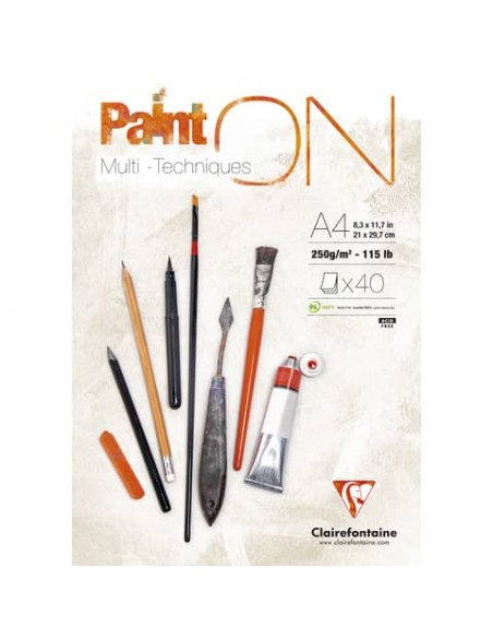 Blocco collato Clairefontaine Paint'on 250 g/m² A4 - conf. 4 pz - 96537C