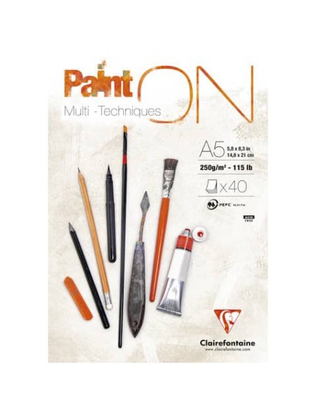 Blocco collato Clairefontaine Paint'on 250 g/m² A5 - conf. 4 pz - 96538C