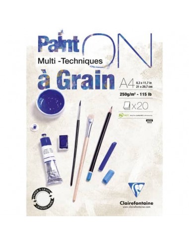 Blocco collato Clairefontaine Paint'on a Grain conf. 4 pz - 250 g/m² A4 - 975049C