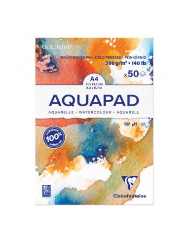Maxiblocco Clairefontaine Goldline Aquapad conf. 3 pz - 300 g/m² A4 - 975721C