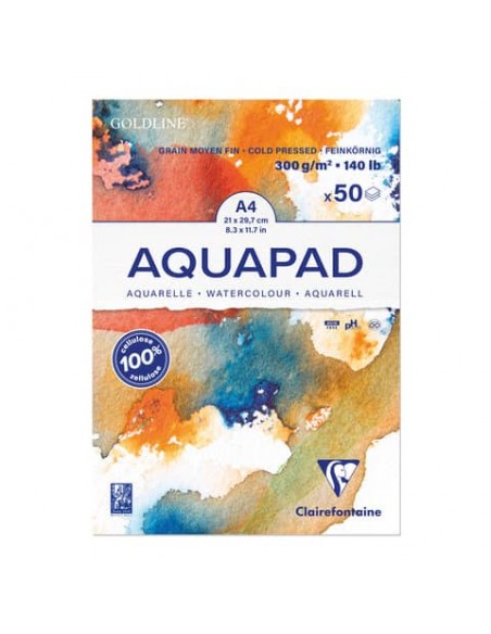 Maxiblocco Clairefontaine Goldline Aquapad conf. 3 pz - 300 g/m² A4 - 975721C