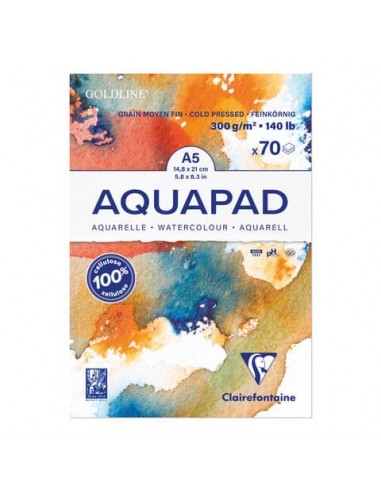 Maxiblocco Clairefontaine Goldline Aquapad conf. 3 pz - 300 g/m² A5 - 975720C