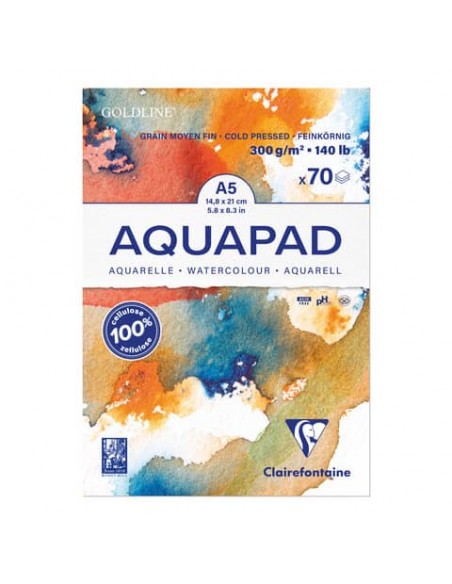 Maxiblocco Clairefontaine Goldline Aquapad conf. 3 pz - 300 g/m² A5 - 975720C
