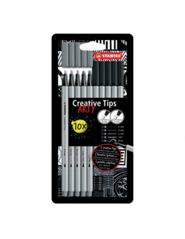 Stabilo Creative Tips - conf. 10 pz - nero e grigio 89/10-1-20