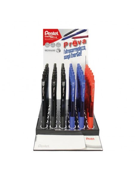 Espositore da banco 48 penne roller a scatto Pentel Energel BL110 - colori assortiti - 0100801