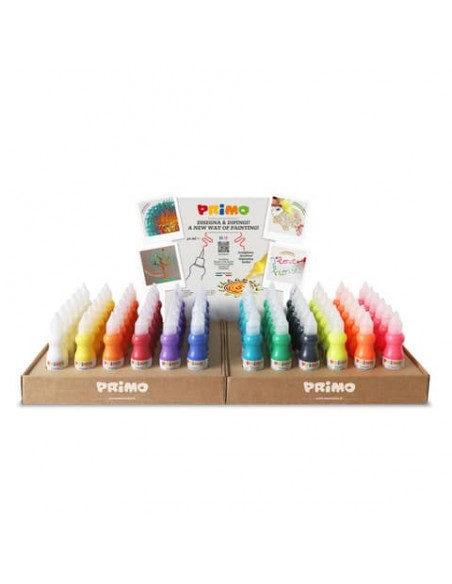 Espositore 144 tempere Primo brillanti in flaconi da 50 ml colori assortiti ESP4028