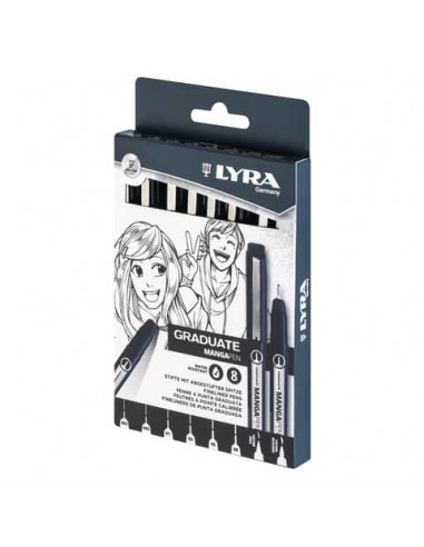 Set penne a punta sintetica Lyra Graduate conf. da 8 pz Mangapen L6781080