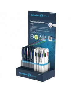 Espositore 36 penne a sfera 4 colori Schneider Take 4 eco - colori fusto assortiti - P305462