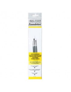Set 3 pennelli Winsor&Newton Foundation tondo n°2 - piatto n°2 - filbert n°4 - 5295003