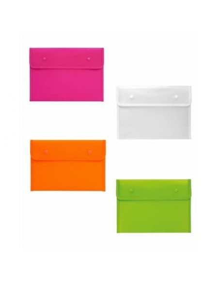 Busta in PP colorato Lebez con chiusura a 2 bottoni 24x16