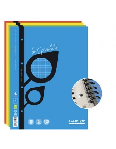 Maxi quaderno Spiralato rinforzato Rambloc A4 - 80 ff - conf. da 4 pz - 5 mm - 90524178