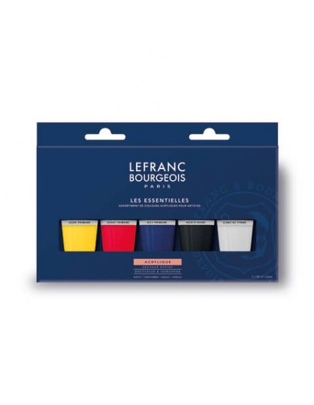 Tempera acrilica Lefranc Bourgeois fine in tubetto 20 ml in conf. da 5 colori assortiti - 300684