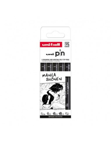 Fineliner Pin Manga Shonen Uni Mitsubishi - conf. 12 pz - punte assortite M PIN ASP013