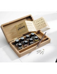 Cassetta in legno Calligrafia Winsor&Newton - 15 pezzi - soggetti assortiti - 1190193