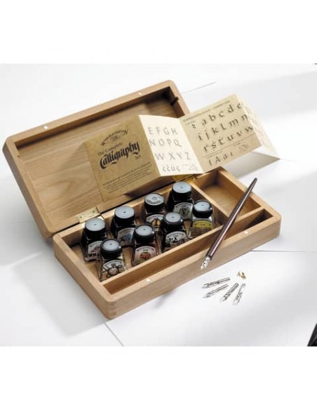 Cassetta in legno Calligrafia Winsor&Newton - 15 pezzi - soggetti assortiti - 1190193